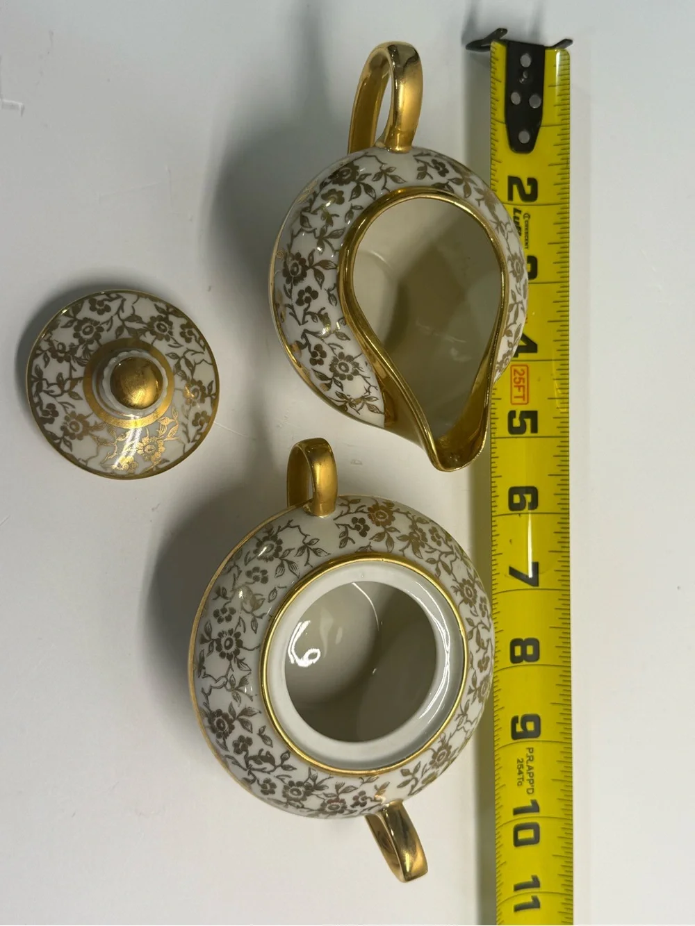 VINTAGE Porcelain White and Gold Creamer and Sugar Bowl Set